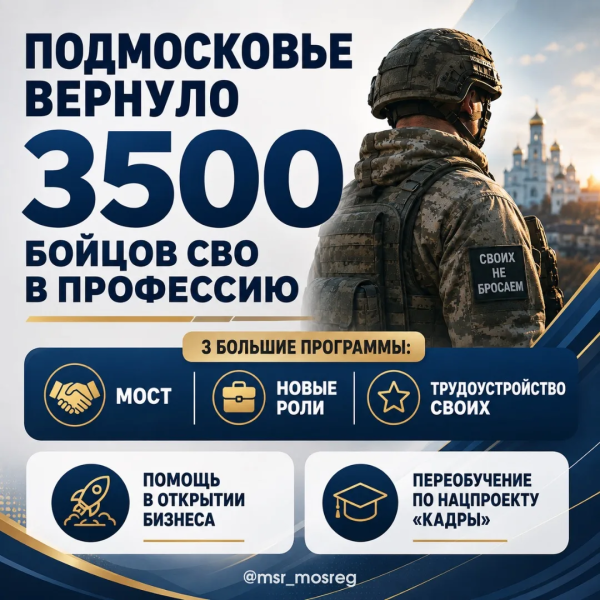 Подмосковье вернуло 3500  бойцов СВО в профессию 