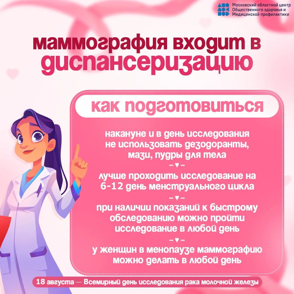 18 августа - Всемирный день исследования рака молочной железы