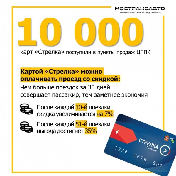 Мострансавто передало 10 000 карт «Стрелка» с российским чипом в пункты продажи АО «Центральная ППК»
